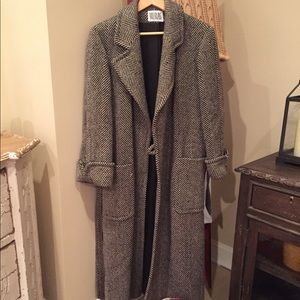 Vintage tweed Bill Blass ankle length coat